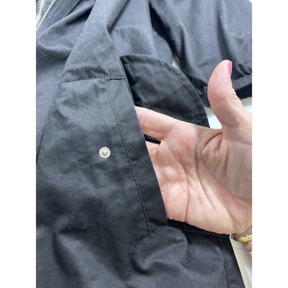 Cumar Italy Utility Jacket Black Medium Drawstring Hidden Hood Short Sleeve - Picture 11 of 15